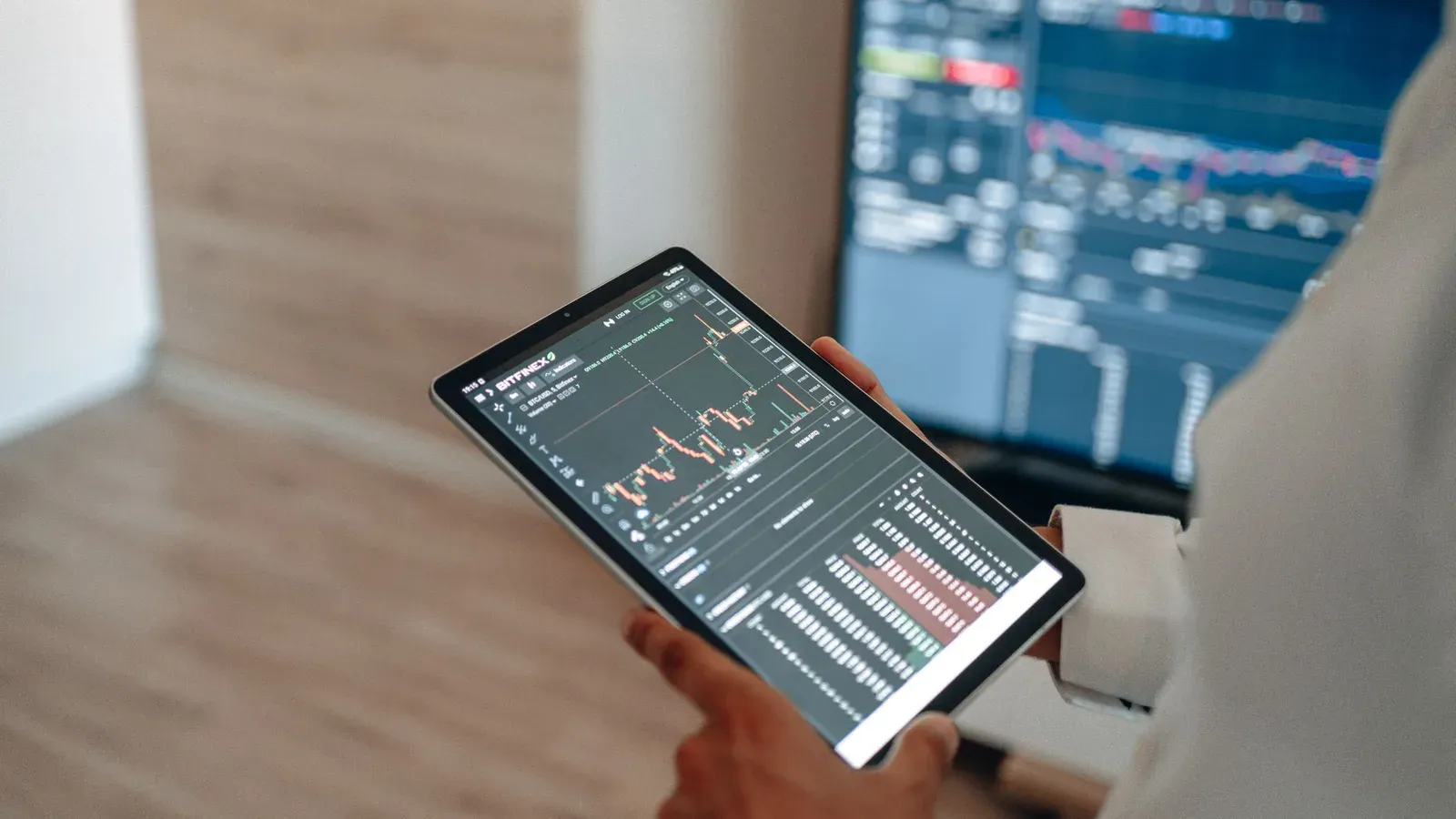 Digital tablet displaying a data dashboard for a B2B website.