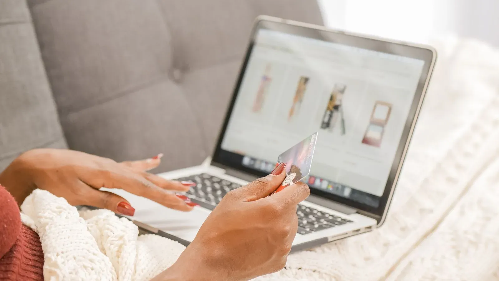 Customer shopping online on a laptop
