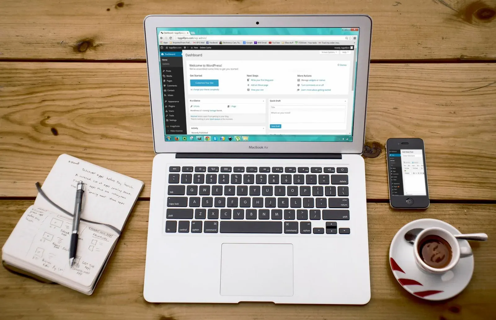 Laptop and coffee beside content writing for LinkedIn