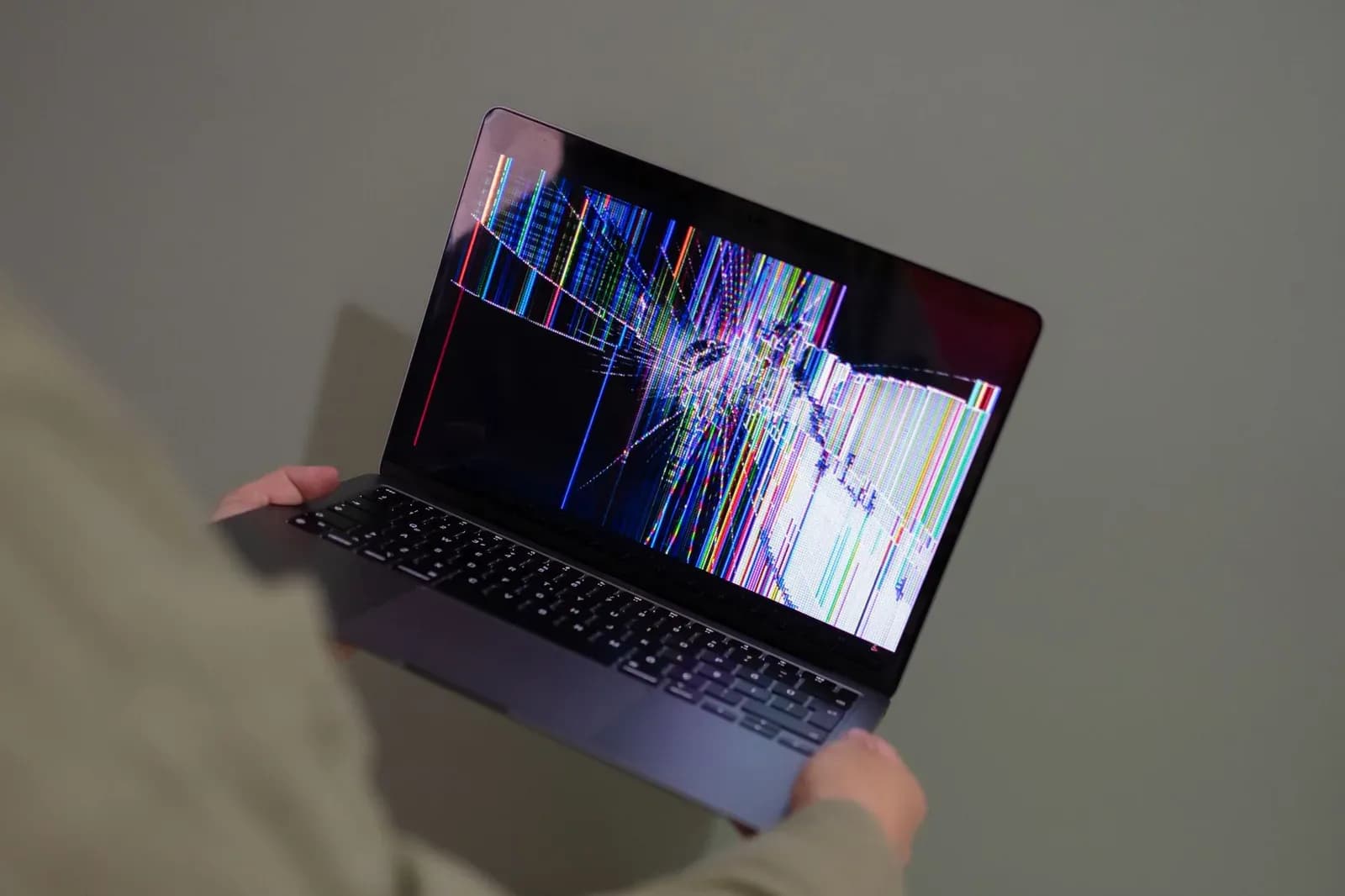 Broken computer displaying an error screen